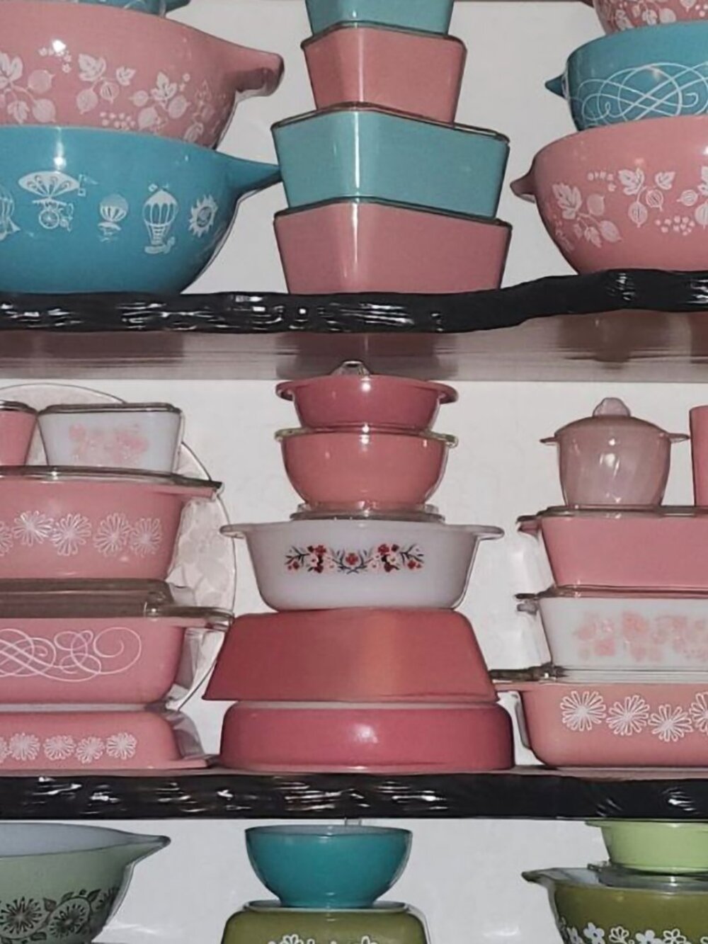 Pyrex pink Gooseberry 503, 502, 2 501s
